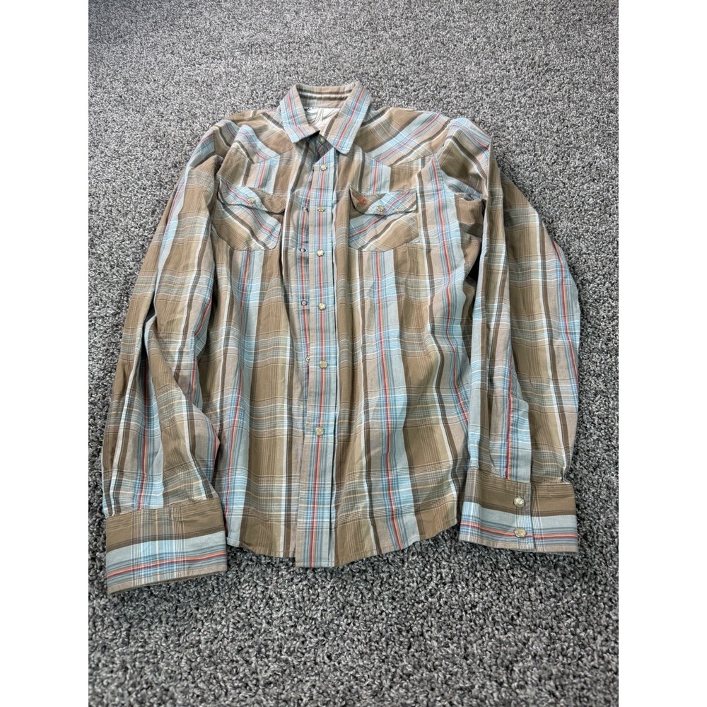 Vintage Y2K Hollister Long Sleeve Pearl Snap Shirt Men's Size XL Brown Surf